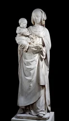 Jomfru og barn kalt Virgin of Olivet-skulpturen i albatre. Fra Chateau de Couasnon (Olivet). 1510-1520. Paris, Louvre-museet.