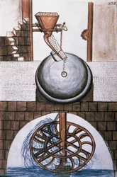 Vannmølle, fra boken "Trujillo of Peru" eller "Codex Martinez Companion", av Baltazar Martinez Companion og Bujanda, biskop av Trujillo (1782-1785)