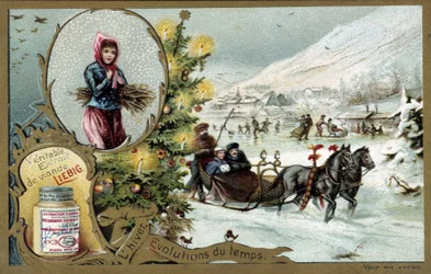 Vinter - Ekte Liebig kjøttekstrakt - Liebig Chromolitography 1800-talls Liebig