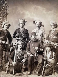 Georgiske krigere fra Batum (eller Batumi) byen Georgia, hovedstaden i Adjaria