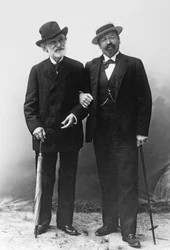 Giuseppe Verdi, italiensk komponist (1813-1901), og tenor Francesco Tamagno (1850-1905) i Montecatini på slutten av 1800-tallet.