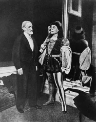 Giuseppe Verdi og Victor Maurel som Jago i februar 1887 på La Scala i Milano etter premieren på Otello.