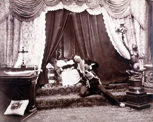 Portrett av den italienske tenoren Francesco Tamagno (1850 - 1905) i siste akt av Otello av Giuseppe Verdi