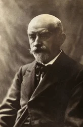 Portrett av Joris Karl Huysmans (1848-1907), forfatter og litteraturkritiker. Fotografi, slutten av 1800-tallet.