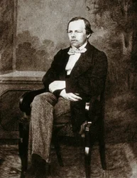 Portrett av den russiske forfatteren Fjodor Dostojevskij (Dostojevskij eller Dostojevskij) (1821-1881). Foto fra 1800-tallet.