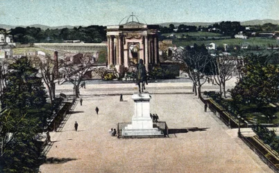 Utsikt over Promenade du Peyrou i Montpellier, Herault 1910 om privat samling
