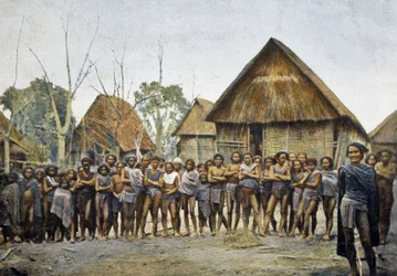 Village Moi og innbyggerne i Kontai, Annam, ca. 1895, "" Around the World", slutten av 1800-tallet.