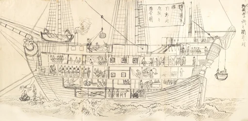 Interiør av et tysk slagskip, 1800-tallet.