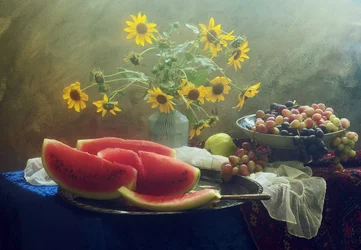 Solsikker og sommerfrukt