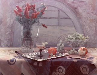 Vintage frukt og blomster