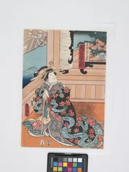 Iwai Kumesabur? Iii I rollen som Takao Of Miura-Ya (farget treblokktrykk, diptyk)