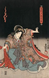 Ukiyo-e-trykk av en skuespiller i en kvinnelig rolle av Kunisada