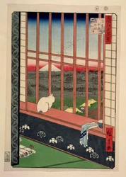 Asakusa Rice Fields Under Festival of the Cock, ca. 1857 (farget treblokktrykk)