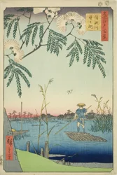 Pastor Ayase Plan d Kanegafuchi (Ayase River Kanegafuchi), fra serien "Ridge for ridges d fa net s Views of Edo (One Hundred Famous Views of Edo)"