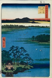 Benten-helligdommen ved Inokashira-dammen. Hundre kjente utsikter over Edo, ca. 1858