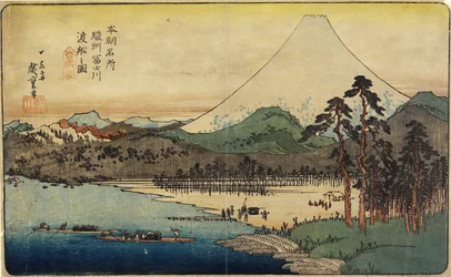 Fergebåter ved Fuji-elven i Sunshu_-provinsen, ca. 1832-1839