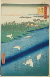 Fergeovergang ved Sakasai (Sakasai no watashi), nr. 67 fra serien quot;One Hundred Famous Views of Edo (Meisho Edo hyakkei)quot;