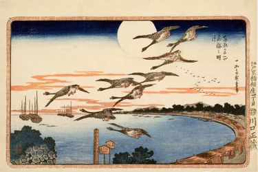 Fullmåne ved Takanawa, fra berømte steder i den østlige hovedstaden Edo, ca. 1832 (fargetrykk av treblokk)
