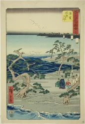 Hamamatsu: The Famous Murmuring Pines (Hamamatsu, meisho zazanza no matsu), no. 30 fra serien "Famous Sights of the Fifty-three Stations (Gojusan tsugi meisho zue)," også kjent som den vertikale Tokaido