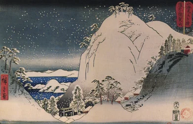 Hiroshige, helligdommer i snødekte fjell