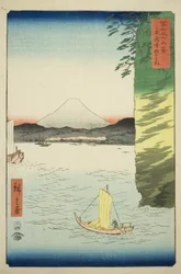 Honboku-medlem Musashi P Rovinse (Musashi Honmoku-blomst), fra Teseries ``Tyrty x Views Of Mount Fuji (Fuji Usaju Rokukei)