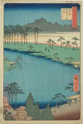 Kumano Junisha-helligdommen i Tsunohazu, populært kjent som quot;Junisoquot; (Tsunohazu Kumano Junisha zokusho Juniso), nr. 50 fra serien quot;One Hundred Famous Views of Edo (Meisho Edo hyakkei)quot;