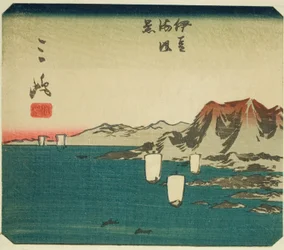 Mishima, del av ark nr. 3 fra serien "Cutout Pictures of the Tokaido (Tokaido harimaze zue)"
