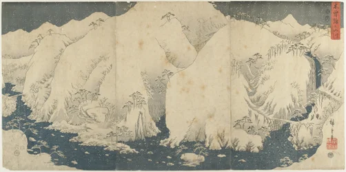 Fjell og elv ved Kiso Pass, august 1857