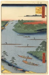Nakagawa River Mouth, nr. 70 fra One Hundred Famous Views of Edo, 1857 (treblokktrykk)
