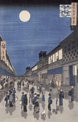 Nattutsikt over Saruwaka-gaten, fra «Meisho Edo Hyakkei» (Hundre utsikter over Edo)