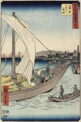 No.43 Ferry Boat ved Shichiri Beach, Kuwana, juli 1855