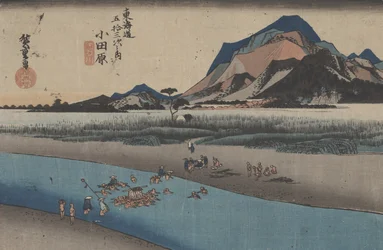 Nr. 10 «Odawara: Sakawa-elven» fra 53 stasjoner på Tokaido, ca. 1833