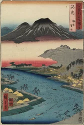 Otoko-yama-fjellet sett fra Hirakata i Kawachi-provinsen, juli 1853