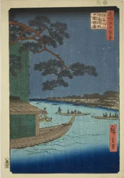 Pine f Sutto s Plan d Umaya, Asakusa River (Asakusa River forsvar furuhester og sult), One Hundred Views of Edo)"