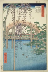 P Resin cts of Kameido Tenjin Shline (Kameido Tenjin precincts), fra serien "Ridge dre d fa net s Views of Edo (One hundred famous sights of Edo)"