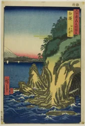 Sagami-provinsen: Inngang til grottene ved Enoshima (Sagami, Enoshima iwaya no kuchi), fra serien quot;Famous Places in the Sixty-odd Provinces (Rokujuyoshu meisho zue)quot;