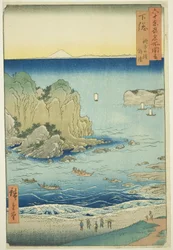 Shimosa-provinsen: Choshi Beach på den ytre bukten (Shimosa, Choshi no hama Toura), fra serien "Famous Places in the Sixty-odd Provinces (Rokujuyoshu meisho zue)"