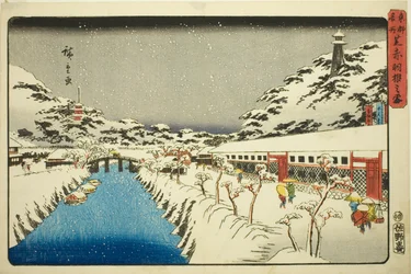Snø ved Akabane Bridge i Shiba (Shiba Akabane no yuki), fra serien "Famous Places in the Eastern Capital (Toto meisho)"