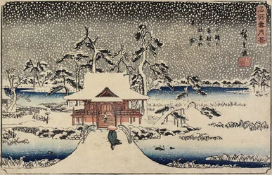 Snø ved Benzaiten-helligdommen i dammen i Inokashira, 1843-1847