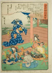 Sukenari (Soga no Juro) danser før Suketsune, fra serien "Illustrated Tale of the Soga Brothers (Soga monogatari zue)"