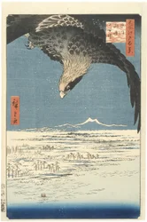 Susaki and the Jmantsubo Plain nær Fukagawa fra Series One Hundred Famous Views of Edo, 1857 (farget treblokktrykk)