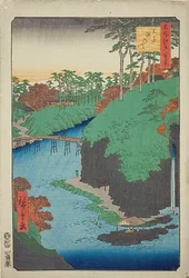 Fossefallene ved Oji (Oji Takinogawa), nr. 88 fra serien «Hundre berømte utsikter over Edo (Meisho Edo hyakkei)»