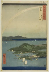 Tsushima-provinsen: Klar kveld på kysten (Tsushima, kaigan yubare), fra serien «Berømte steder i de seksti og odde provinsene (Rokujuyoshu meisho zue)»