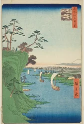 Utsikt over Konodai og Tone-elven (Konodai Tonegawa fukei), nr. 95 fra serien quot;One Hundred Famous Views of Edo (Meisho Edo hyakkei)quot;