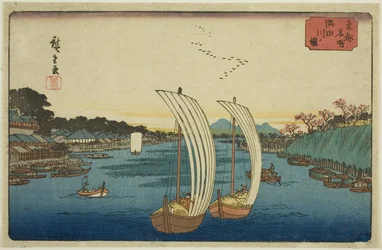 Utsikt over Sumida-elven (Sumidagawa no zu), fra serien "Famous Places in the Eastern Capital (Toto meisho)"