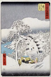 Figurer under snøen, Japan - japansk trykk av Hiroshige Utagawa - 19. århundre