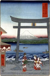 Geishas plan d er også flaks t Fuji Japan søvn p Hayashi t av Hiroshige Utagawa