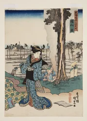 Utsikt over Hamamatsu (Hamamatsu no zu) (farget treblokktrykk)