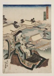 Utsikt over Kyoto (Ky?to no zu) (treblokktrykk i farger)