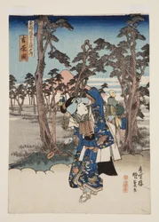 Utsikt over Yoshiwara (Yoshiwara zu) (treblokktrykk i farger)